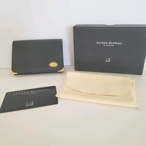 Dunhill Designer Card Wallet Black Bifold Leather Folding Small Logo Vintage